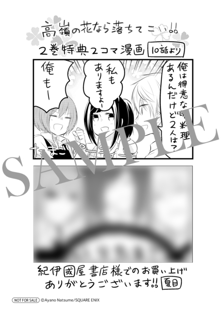 9 21発売 高嶺の花なら落ちてこい 2巻をお買い上げの方に夏目あやの先生描き下ろし紀伊國屋書店限定ペーパーを差し上げます 本の 今 がわかる 紀伊國屋書店