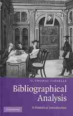 書誌学的分析：歴史的入門<br>Bibliographical Analysis : A Historical Introduction
