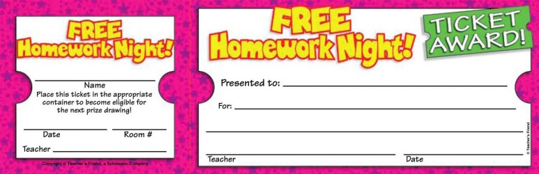 Free Homework Night Ticket Awards （TOY）