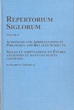 Repertorium Siglorum : Acronyms and Abbreviations in Philology and Related Subjects