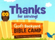 Staff Appreciation Cards : Thanks for serving!: God's Backyard Bible Camp （NCR）