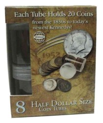 Half Dollar Size Coin Tubes : 8 Count （BOX）