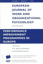 European Journal of Work and Organizational Psychology : Performance Improvement Programmes in Europe 〈6〉