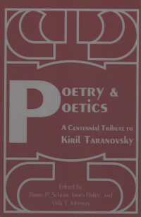 Poetry and Poetics : A Centennial Tribute to Kiril Taranovsky
