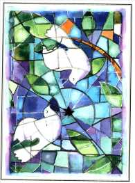 Stained Glass Doves Deluxe Boxed Holiday Cards （BOX GCR）