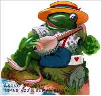 Frog Playing Banjo Valentine : Greeting Card (Valentine's Day) （CRDS）
