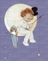 Baby Girl on Moon : Greeting Card 6 Cards Individually Bagged with Envelopes and Header (New Child) （CRDS）