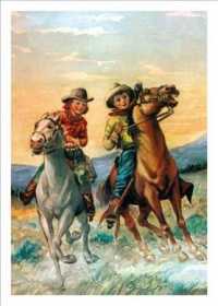 Cowboy and Cowgirl Riding the Range Birthday Card (Birthday) （CRDS）