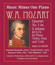 Wolfgang Amadeus Mozart Quartet in G Minor for Piano, Violin, Viola, and Violoncello : Accompaniment Edition (Music Minus One Piano) （PCK PAP/CO）