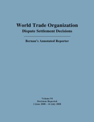 Dispute Settlement Decisions : Decisions Reported 2 June 2008-16 July 2008 〈94〉
