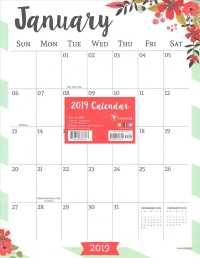 Floral Monthly 2019 Grid Calendar （SPI WAL）
