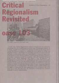OASE 103 - Critical Regionalism Revisited