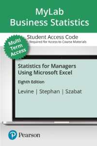 Mylab Statistics with Pearson Etext -- 24 Month Standalone Access Card -- for Statistics for Managers Using Microsoft Excel （8 PSC）