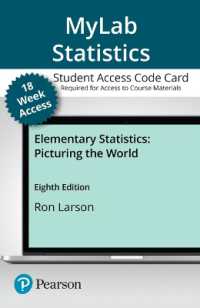 Mylab Statistics with Pearson Etext -- 18-week Access Card -- for Elementary Statistics : Picturing the World （8 PSC）