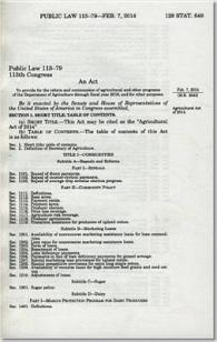 Agricultural Act of 2014, Public Law 113-79
