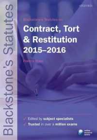 Blackstone's Statutes on Contract， Tort & Restitution 2015-2016