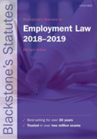 Blackstone's Statutes on Employment Law 2018-2019 (Blackstone's Statute) （28TH）