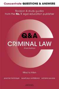 Concentrate Questions and Answers Criminal Law : Law Q&a Revision and Study Guide (Concentrate Questions & Answers) -- Paperback / softback （3 Revised）