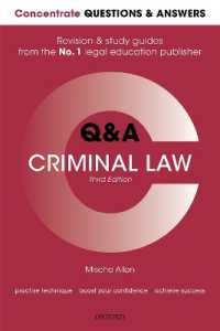 Concentrate Questions and Answers Criminal Law : Law Q&A Revision and Study Guide (Concentrate Questions & Answers) （3RD）