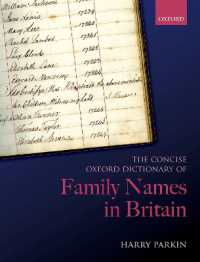 オックスフォード版　イギリス家名辞典（コンサイス版）<br>The Concise Oxford Dictionary of Family Names in Britain
