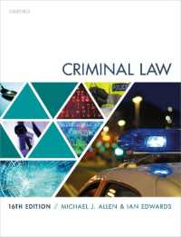 英国刑法テキスト（第１６版）<br>Criminal Law （16TH）