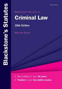Blackstone's Statutes on Criminal Law (Blackstone's Statute Series) （35TH）