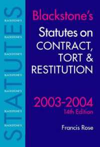 Blackstone's Statutes on Contract, Tort & Restitution 2003-2004 （14th Fourteenth ed.）