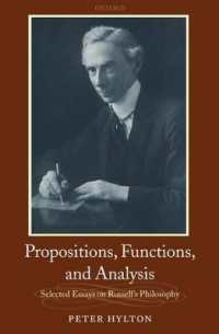 ラッセル哲学研究論文集<br>Propositions, Functions, and Analysis : Selected Essays on Russell's Philosophy