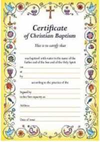 Certificate of Baptism New B201 Pk -- Paperback / softback