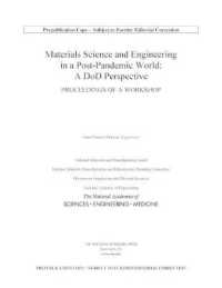 Materials Science and Engineering in a Post-Pandemic World: A DoD Perspective : Proceedings of a Workshop