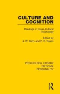 Culture and Cognition : Readings in Cross-Cultural Psychology (Psychology Library Editions: Personality)