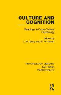 Culture and Cognition : Readings in Cross-Cultural Psychology (Psychology Library Editions: Personality)