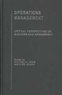 オペレーション管理（全４巻）<br>Operations Management (Critical Perspectives on Business and Management)