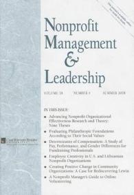 Nonprofit Management & Leadership, No. 4, Summer 2008 (J-b Nml Single Issue Nonprofit Management & Leadership) 〈Vol〉