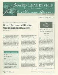 Board Leadership, No. 97, May/June 2008 (J-b Bl Single Issue Board Leadership Journal)