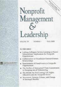 Nonprofit Management & Leadership, No. 1, Spring 2008 (J-b Nml Single Issue Nonprofit Management & Leadership) 〈Vol〉