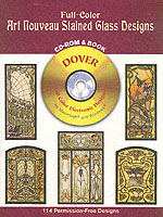Full-Color Art Nouveau Stained Glass Designs （PAP/CDR）