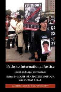 国際正義への道<br>Paths to International Justice : Social and Legal Perspectives (Cambridge Studies in Law and Society)