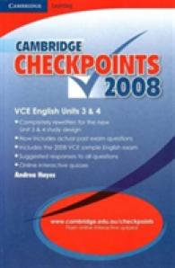 Cambridge Checkpoints Vce English Units 3 and 4 2008 (Cambridge Checkpoints) -- Paperback （Student ed）