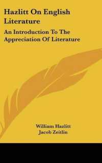 Hazlitt on English Literature : An Introduction to the Appreciation of Literature
