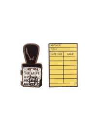 Library Card and Stamp Enamel Pin Set - Pin Set of 2