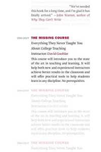 今までなかった講座：誰も教えてくれなかった大学教育のすべて<br>The Missing Course : Everything They Never Taught You about College Teaching