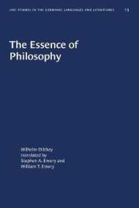 The Essence of Philosophy (University of North Carolina Studies in Germanic Languages and Literature)