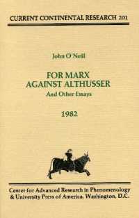 For Marx against Althusser : And Other Essays, Current Continental Research (Current Continental Research Series)