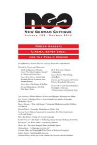 Miriam Hansen : Cinema, Experience, and the Public Sphere