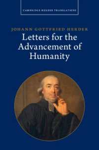 ヘルダー『人問性の促進のための書簡集』（英訳）<br>Johann Gottfried Herder: Letters for the Advancement of Humanity: Volume 4 (Cambridge Herder Translations)