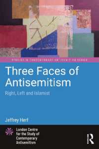 ドイツにおける反ユダヤ主義の三つの顔：右派・左派・イスラーム主義者<br>Three Faces of Antisemitism : Right, Left and Islamist (Studies in Contemporary Antisemitism)