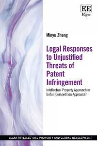 Legal Responses to Unjustified Threats of Patent Infringement : Intellectual Property Approach or Unfair Competition Approach? (Elgar Intellectual Property and Global Development series)