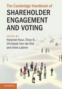 ケンブリッジ版　株主エンゲージメントと投票ハンドブック<br>The Cambridge Handbook of Shareholder Engagement and Voting (Cambridge Law Handbooks)