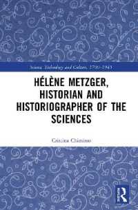 Hélène Metzger, Historian and Historiographer of the Sciences (Science, Technology and Culture, 1700-1945)